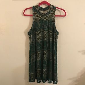 NWT Francesca's "Dina Be" Halter Green Lace Dress